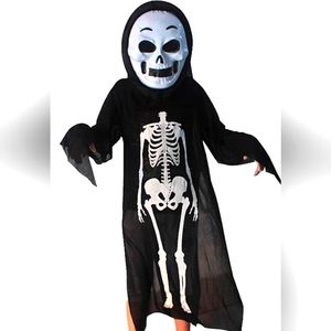 Halloween Kids Skeleton Costume with Scary Mask Black 85cm (recommend 3T-7T)